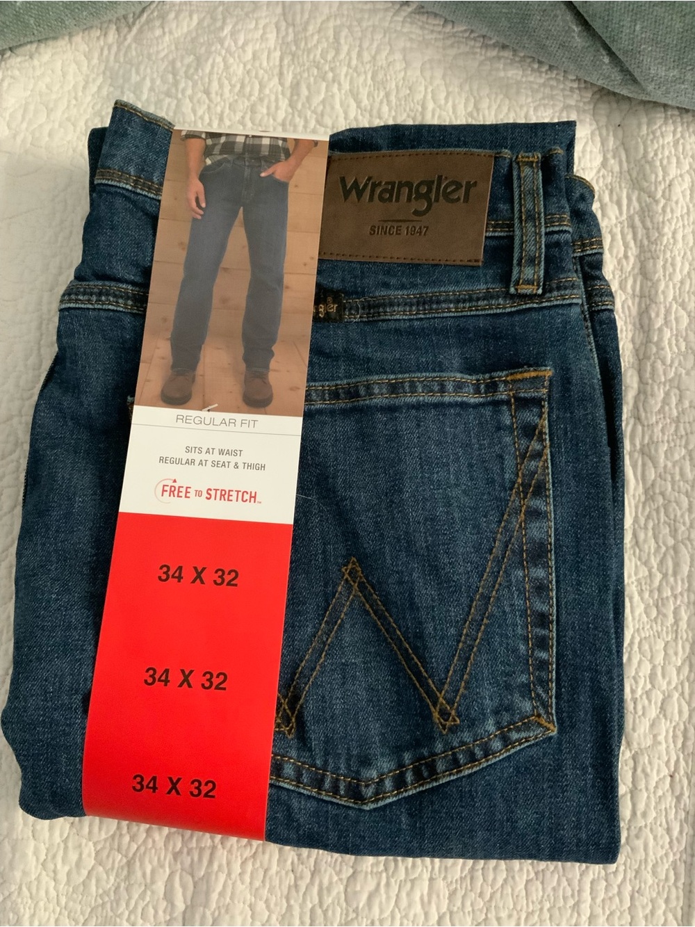 Wrangler Dark Blue Stretch Denim Regular Fit Jeans
